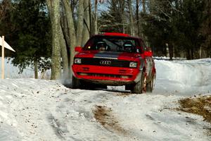 Sylvester Stepniewski / Adam Pelc Audi 4000 Quattro sets up for the hairpin on SS5, Ranch II.