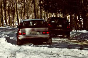 Jerry Brownell / Jim Windsor Chevy Citation about to pass the William Tremmel / Peter Coleman VW GTI after the hairpin on SS5.