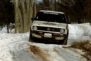 Jon Hamilton / Josh Westhoven VW Rabbit sets up for the hairpin on SS5, Ranch II.