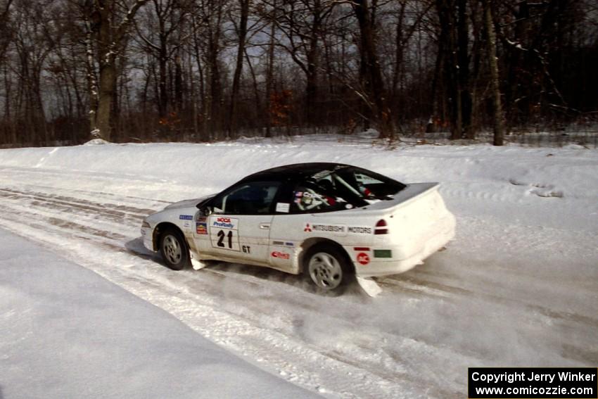 Chris Czyzio / Eric Carlson Mitsubishi Eclipse GSX at speed on SS4, Avery Lake.