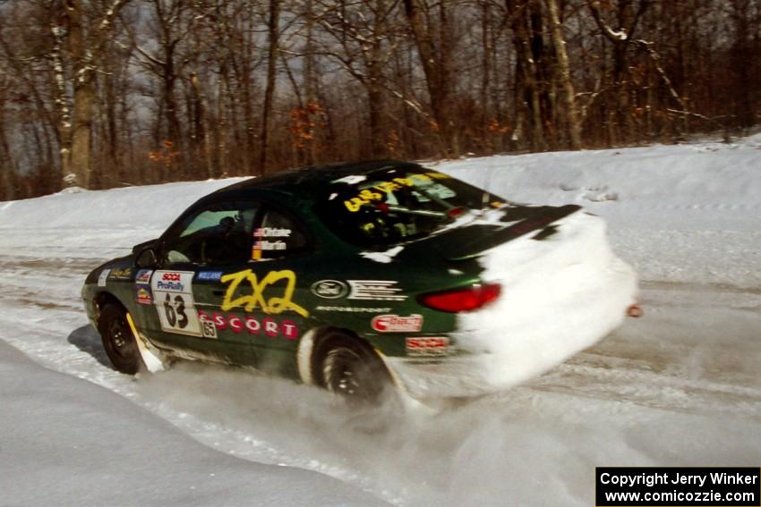 Tad Ohtake / Bob Martin Ford Escort ZX2 at speed on SS4, Avery Lake.