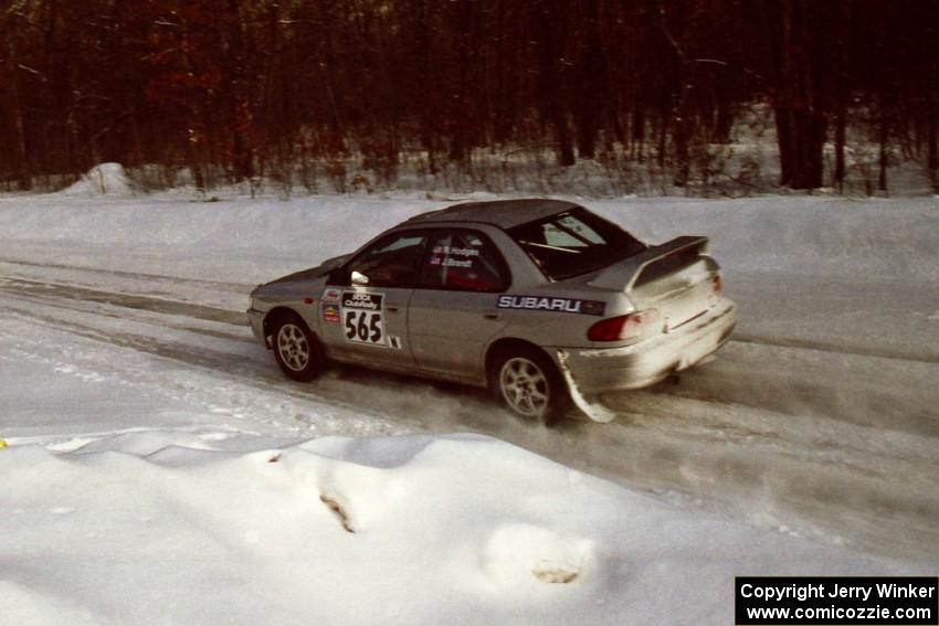 Russ Hodges / Jimmy Brandt Subaru WRX at speed on SS4, Avery Lake.