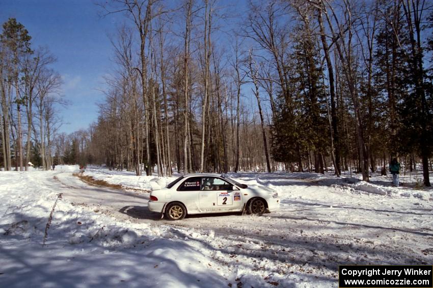 Karl Scheible / Brian Maxwell Subaru WRX STi at the hairpin on SS5, Ranch II.