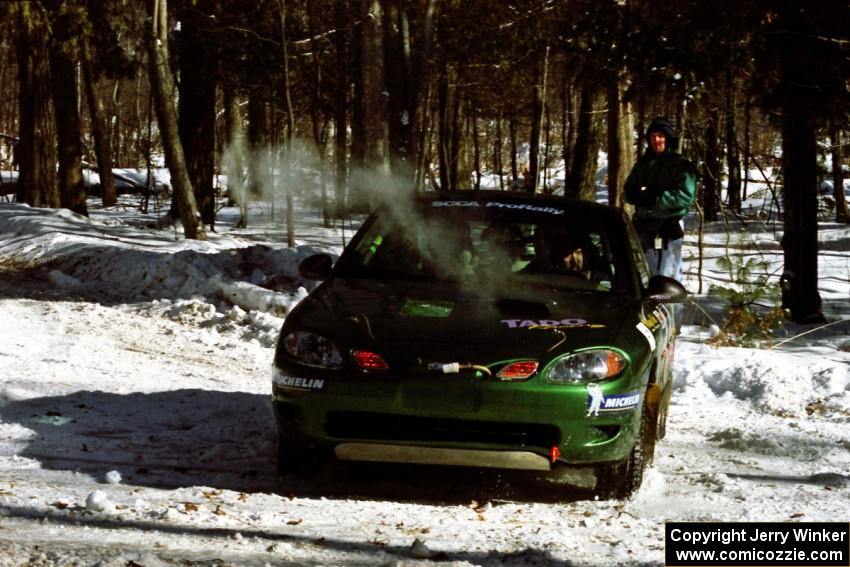 Tad Ohtake / Bob Martin Ford Escort ZX2 loops it at the hairpin on SS5, Ranch II.