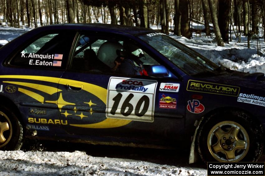 Eric Eaton / Kenny Almquist Subaru Impreza goes straight off at the hairpin on SS5, Ranch II.