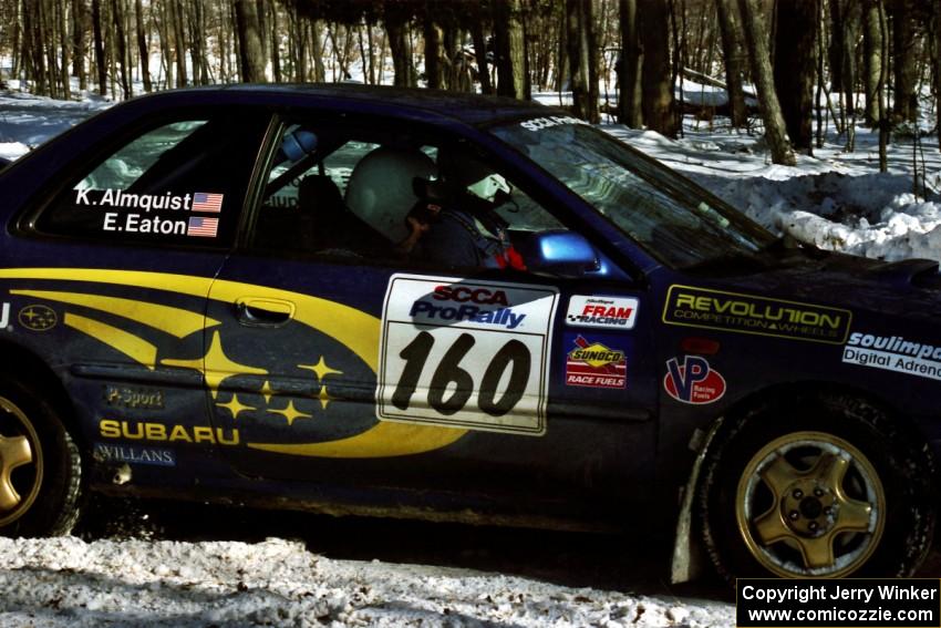 Eric Eaton / Kenny Almquist Subaru Impreza goes straight off at the hairpin on SS5, Ranch II.