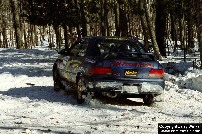 Eric Eaton / Kenny Almquist Subaru Impreza recovers from an off at the hairpin on SS5, Ranch II.