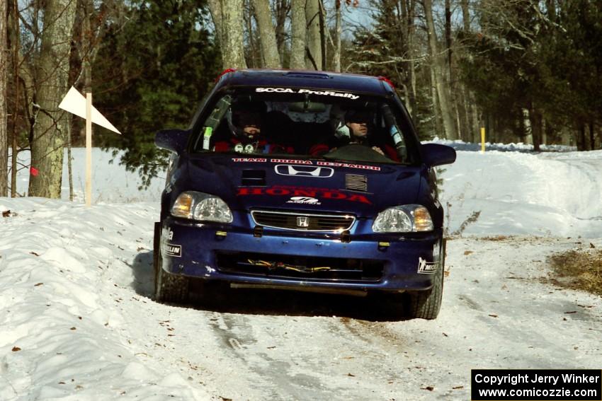 Bryan Hourt / Drew Ritchie Honda Civic sets up for the hairpin on SS5, Ranch II.