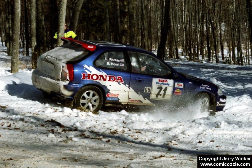 Bryan Hourt / Drew Ritchie Honda Civic at the hairpin on SS5, Ranch II.