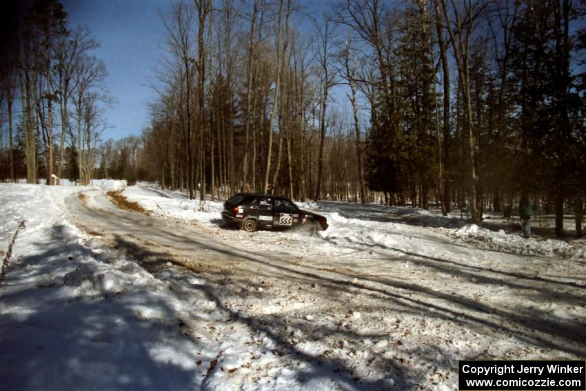 Colin McCleery / Jeff Secor VW GTI at the hairpin on SS5, Ranch II.