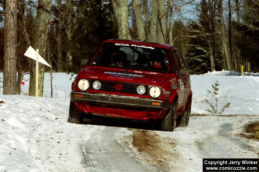 J.B. Niday / Al Kintigh VW GTI sets up for the hairpin on SS5, Ranch II.