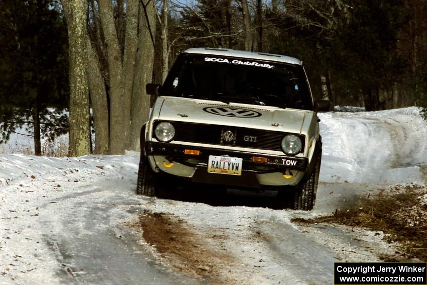 Jon Hamilton / Josh Westhoven VW Rabbit sets up for the hairpin on SS5, Ranch II.