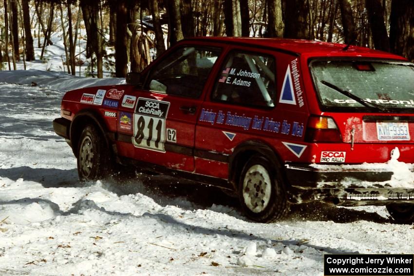 Matthew Johnson / Eric Adams VW GTI exits the hairpin on SS5, Ranch II.