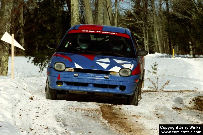Tom Young / Jim LeBeau Dodge Neon ACR sets up for the hairpin on SS5, Ranch II.