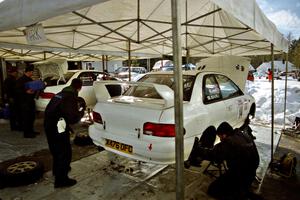 Mark Lovell / Steve Turvey and Karl Scheible / Brian Maxwell Subaru WRX STis at the mid-day service.