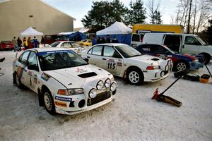 Four of the TAD Mitsubishi Lancer Evo IVs at the mid-day service in Atlanta.
