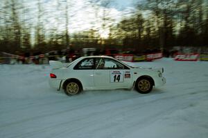 Mark Lovell / Steve Turvey Subaru WRX STi at the spectator corner on SS11, Hungry 5.