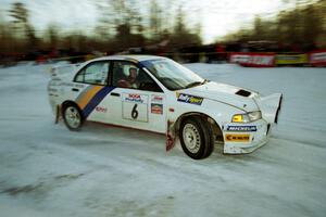 Pete Lahm / Matt Chester Mitsubishi Lancer Evo IV at the spectator corner on SS11, Hungry 5.