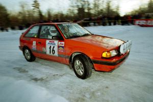 Gail Truess / Pattie Hughes-Mayer Mazda 323GTX at the spectator corner on SS11, Hungry 5.