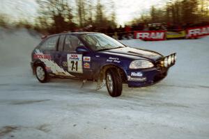 Bryan Hourt / Drew Ritchie Honda Civic at the spectator corner on SS11, Hungry 5.