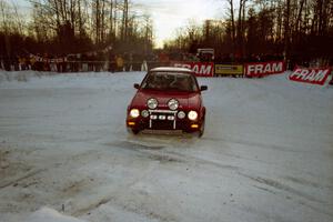 Matthew Johnson / Eric Adams VW GTI backs up after losing it at the spectator corner on SS11, Hungry 5.