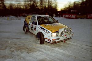 Brad Hawkins / Adrian Wintle VW GTI at the spectator corner on SS11, Hungry 5.