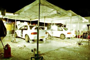Karl Scheible / Brian Maxwell and Mark Lovell / Steve Turvey Subaru WRX STis at the final service.