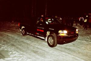 Steve Nowicki in the course opening car at the spectator corner on SS13, Meaford/DeCheau Lake.