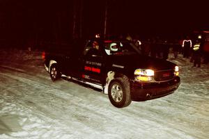 Steve Nowicki in the course opening car at the spectator corner on SS13, Meaford/DeCheau Lake.