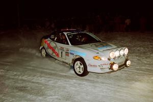 Paul Choiniere / Jeff Becker Hyundai Tiburon at the spectator corner on SS13, Meaford/DeCheau Lake.