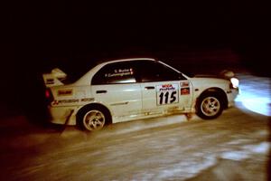 Seamus Burke / Frank Cunningham Mitsubishi Lancer Evo IV at the spectator corner on SS13, Meaford/DeCheau Lake.