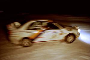 Pete Lahm / Matt Chester Mitsubishi Lancer Evo IV at the spectator corner on SS13, Meaford/DeCheau Lake.