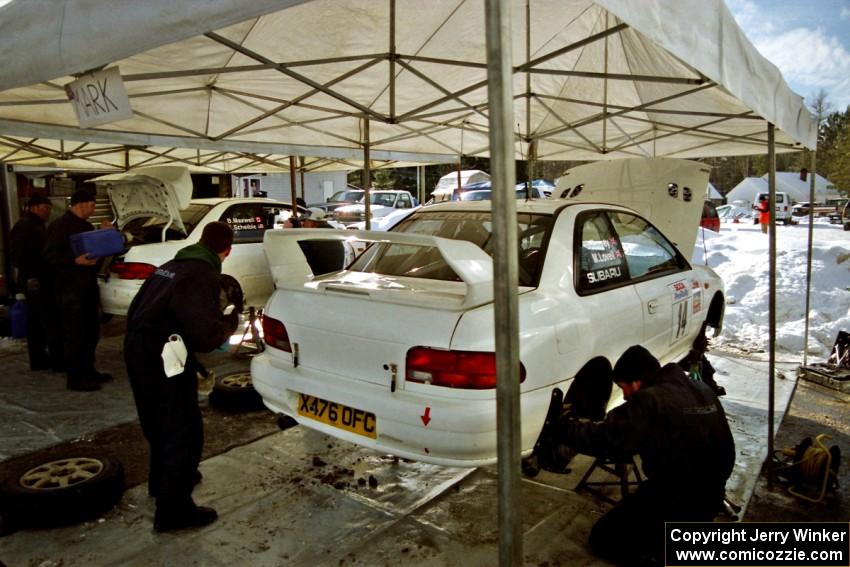 Mark Lovell / Steve Turvey and Karl Scheible / Brian Maxwell Subaru WRX STis at the mid-day service.