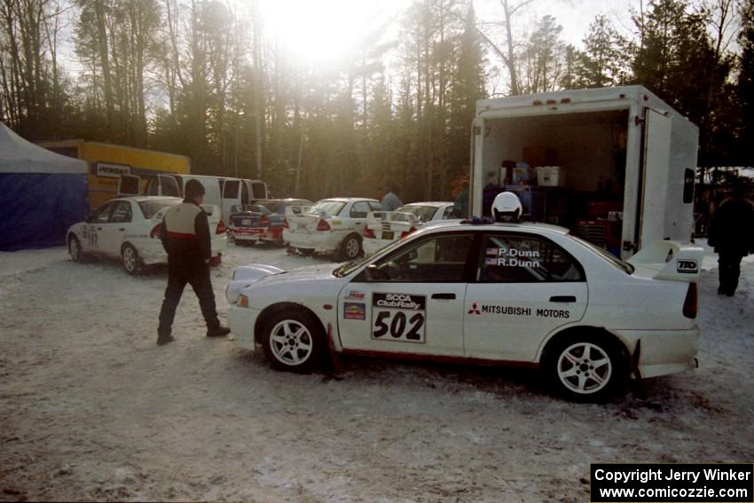 Paul Dunn / Rebecca Dunn Mitsubishi Lancer Evo IV and four other TAD cars at the mid-day service in Atlanta.