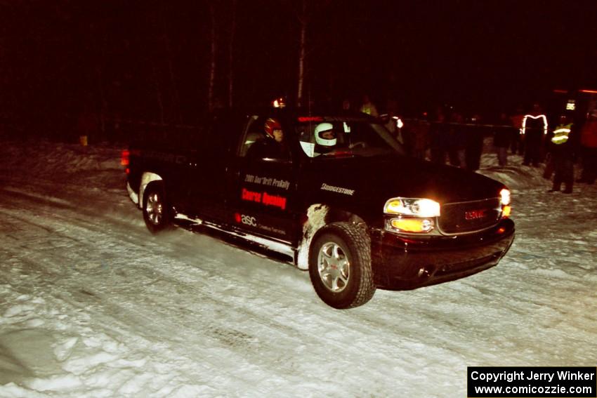 Steve Nowicki in the course opening car at the spectator corner on SS13, Meaford/DeCheau Lake.