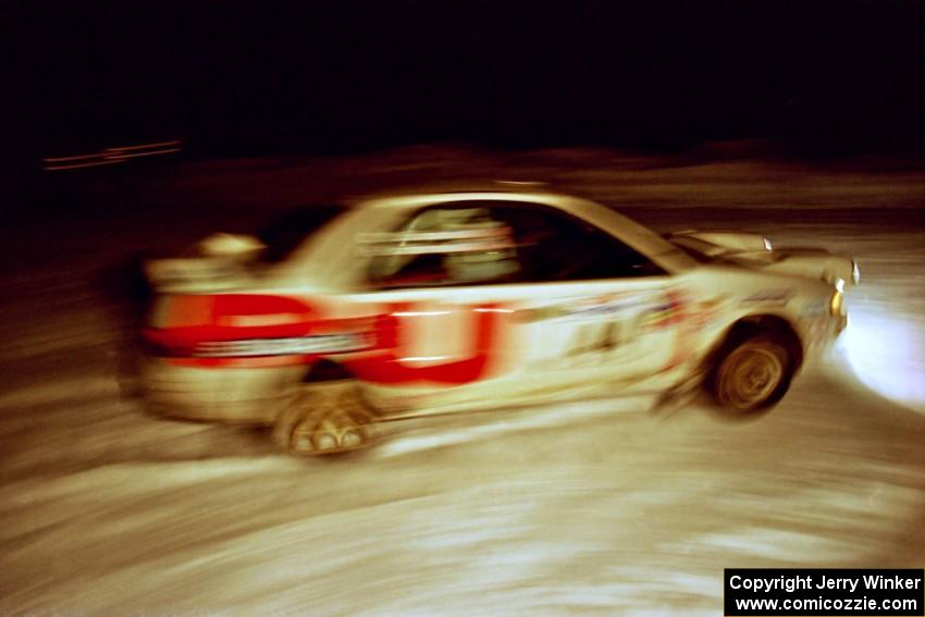 Henry Krolikowski / Cindy Krolikowski Subaru WRX STi at the spectator corner on SS13, Meaford/DeCheau Lake.