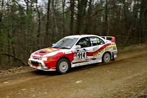 Noel Nash / Patrick McGrath Mitsubishi Lancer Evo IV at speed on SS11, Clear Creek I.