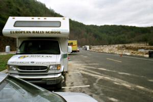 The European Rally School pit of the Craig Peeper / Ian Bevan Ford Focus at the service area.