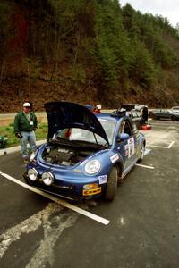 The Mike Halley / Josh Bressem VW New Beetle at service.