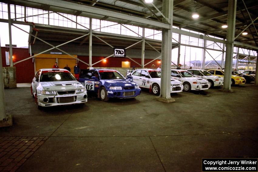 The TAD fleet of Mitsubishi Evos.