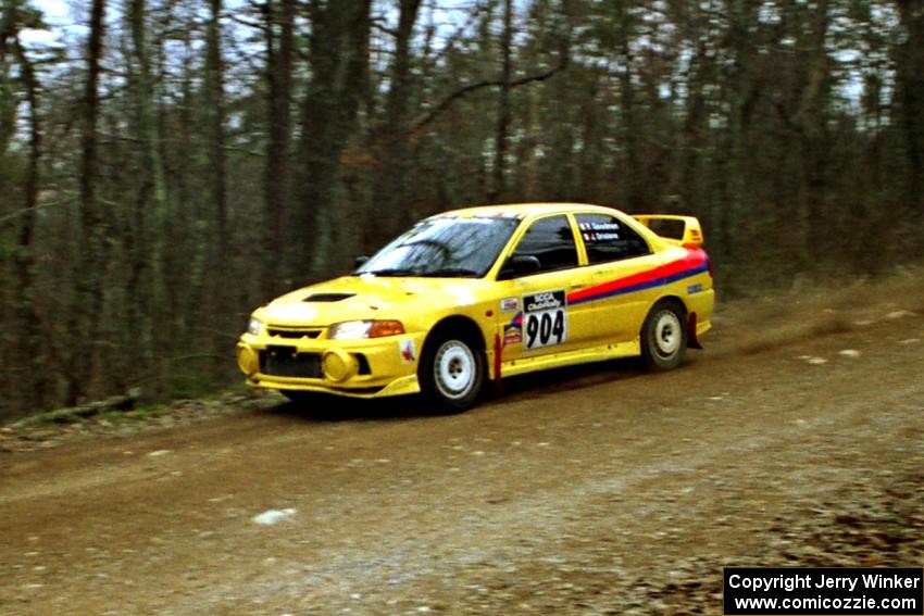 John Drislane / Paul Goodman Mitsubishi Lancer Evo IV at speed on SS11, Clear Creek I.