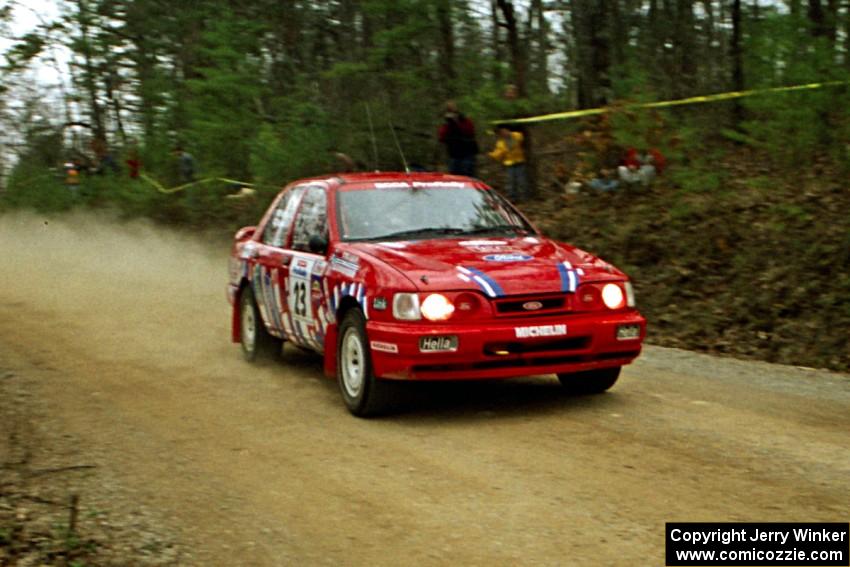 Mike Whitman / Paula Gibeault Ford Sierra Cosworth at speed on SS11, Clear Creek I.