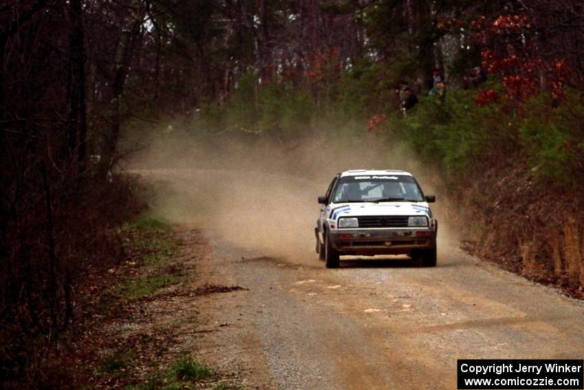 Eric Burmeister / Mark Buskirk VW GTI at speed on SS11, Clear Creek I.