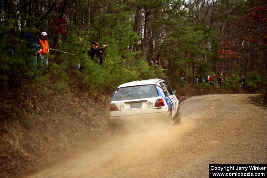 Eric Burmeister / Mark Buskirk VW GTI at speed on SS11, Clear Creek I.