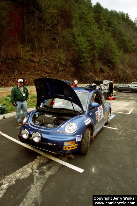 The Mike Halley / Josh Bressem VW New Beetle at service.