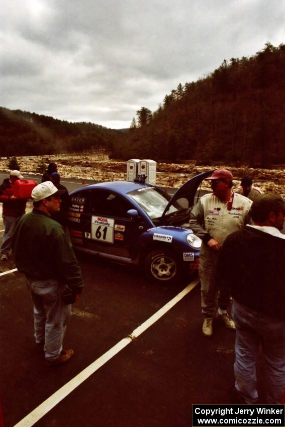 The Mike Halley / Josh Bressem VW New Beetle at service.