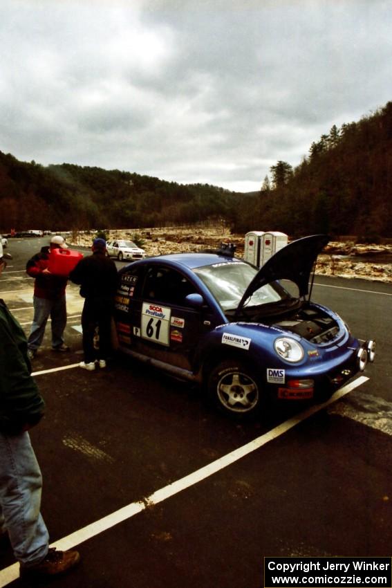 The Mike Halley / Josh Bressem VW New Beetle at service.