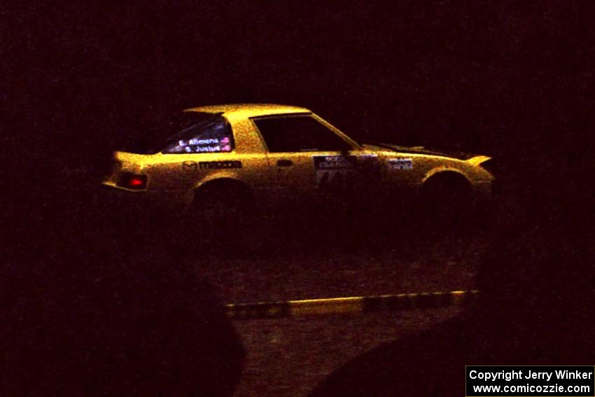 Scott Justus / Eric Alimena Mazda RX-7 at the spectator corner on SS14, White Oak Flats II.