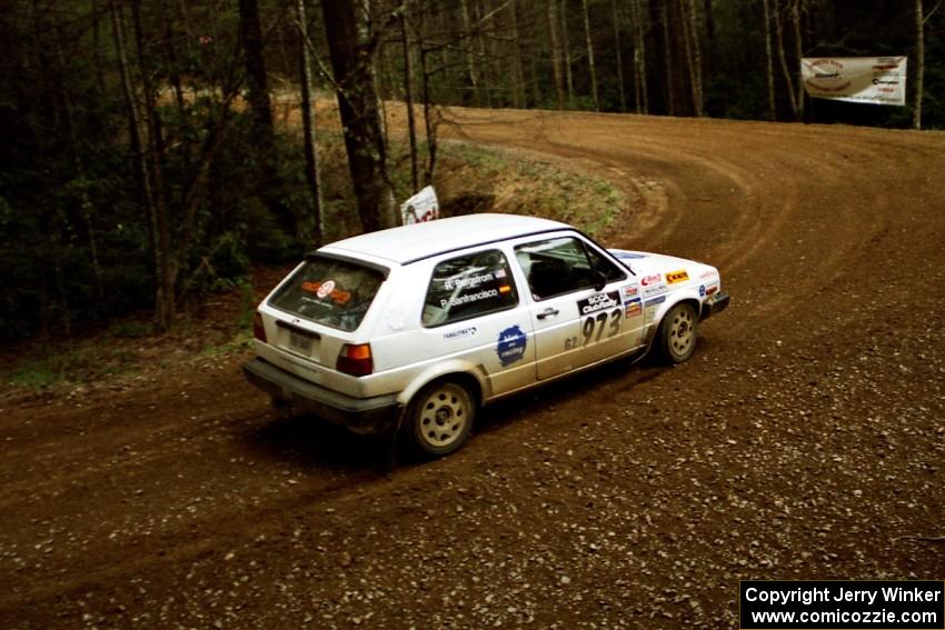 Pablo Sanfrancisco / Rob Bergstrom VW GTI at the spectator corner on SS14, White Oak Flats II.
