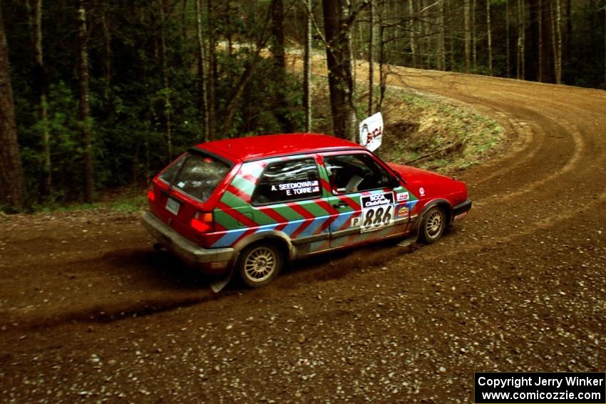 Ed Torre / Abdul Seediqiar VW GTI at the spectator corner on SS14, White Oak Flats II.